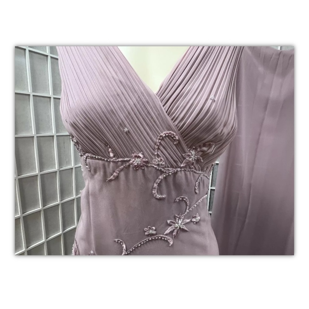 Dress, parties/cocktail, Dusty Pink, decorated, rhinestones, with shawl,size14.: - Picture 7 of 11